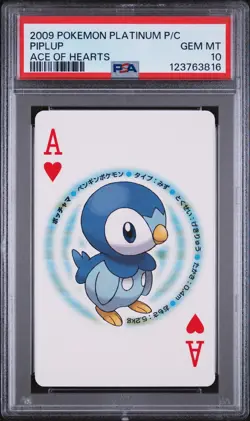 2009 POKEMON PLATINUM VERSION PLAYING CARDS ACE OF HEARTS PIPLUP PSA 10 - Image 1
