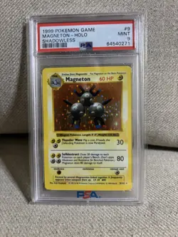 Pokemon Magneton Base Set Shadowless #9 Holo Rare PSA 9 Mint - Image 1