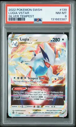 2022 POKEMON SWORD & SHIELD SILVER TEMPEST #139 LUGIA VSTAR PSA 8 - Image 1