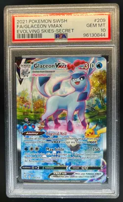 2021 Pokemon SWSH Evolving Skies Glaceon VMAX #209/203 PSA 10 - Image 1