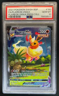 2021 Pokemon SWSH Black Star Promos Flareon VM #SWSH180 PSA 10 - Image 1