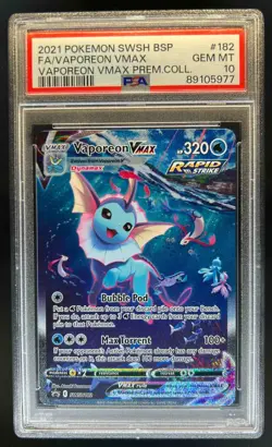 2021 Pokemon SWSH Black Star Promos Vaporeon VMAX #SWSH182 PSA 10 - Image 1