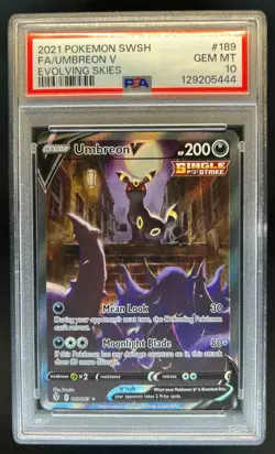 2021 Pokemon SWSH Evolving Skies Umbreon V #189/203 PSA 10 - Image 1