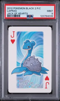 2012 POKEMON BLACK 2 PLAYING CARDS JACK OF HEARTS LAPRAS PSA 9 - Image 1
