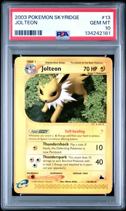 2003 POKEMON SKYRIDGE #13 JOLTEON PSA 10 - Image 1