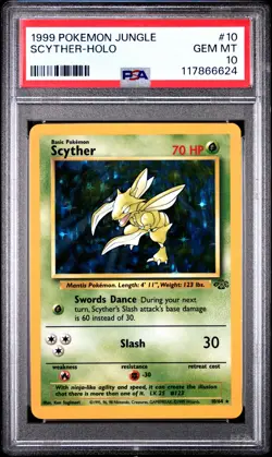 1999 POKEMON JUNGLE #10 SCYTHER-HOLO PSA 10 - Image 1
