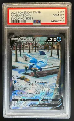 2021 Pokemon SWSH Evolving Skies Glaceon V #175/203 PSA 10 - Image 1