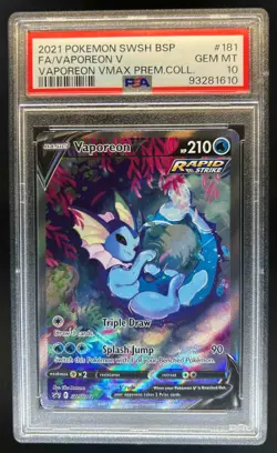 2019-2023 Pokemon SWSH Black Star Promos Vaporeon V #SWSH181 PSA 10 - Image 1