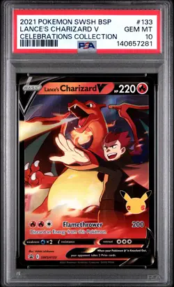 2021 POKEMON SWSH PROMO CELEBRATIONS COLLECTION LANCE'S CHARIZARD V PSA 10 - Image 1