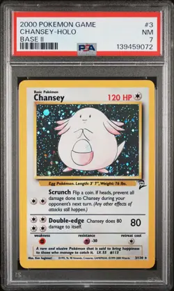 2000 POKEMON BASE SET 2 #3 CHANSEY-HOLO PSA 7 - Image 1
