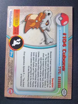 Topps Pokemon Cubone #104 2000 TV Animation Edition Non Holo Blue Logo LP - Image 2