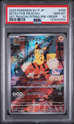 2023 POKEMON JAPANESE SV-P PROMO #098 DETECTIVE PIKACHU PSA 10 - Image 1