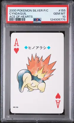 2000 POKEMON SILVER VERSION PLAYING CARDS ACE OF HEARTS #155 CYNDAQUIL PSA 10 - Image 1