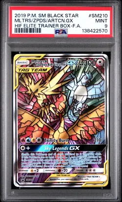 2019 POKEMON SM BLACK STAR PROMO FULL ART/MOLTRES & ZAPDOS & ARTICUNO GX PSA 9 - Image 1