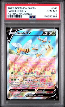 2022 POKEMON SWORD & SHIELD ASTRAL RADIANCE #161 FULL ART/BEEDRILL V PSA 10 - Image 1