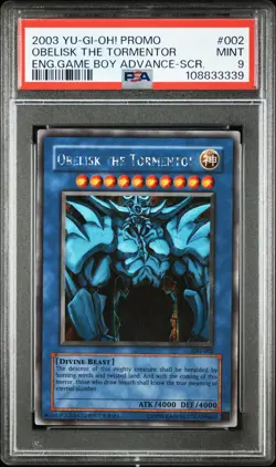 2003 YU-GI-OH! PROMO #002 OBELISK THE TORMENTOR PSA 9 - Image 1