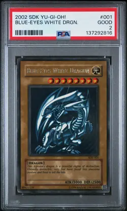 2002 YU-GI-OH! STARTER DECK: KAIBA #001 BLUE-EYES WHITE DRAGON PSA 2 - Image 1