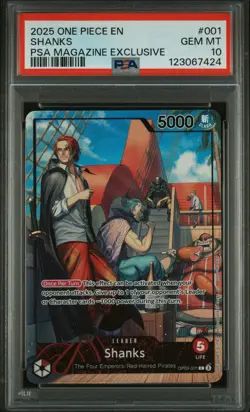 2025 ONE PIECE PROMOS PSA MAGAZINE EXCLUSIVE #001 SHANKS PSA 10 - Image 1
