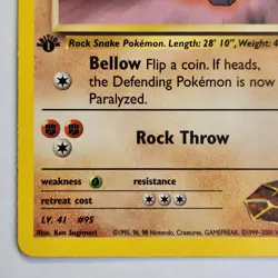 Brock’s Onix 69/132 Pokemon TCG 1st Edition Gym Heroes NM Vintage 2000 Card - Image 5