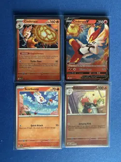 Cinderace V Shining Fates+Cinderace+Raboot RevHolo+Scorbunny 4-card lot - PWE - Image 1
