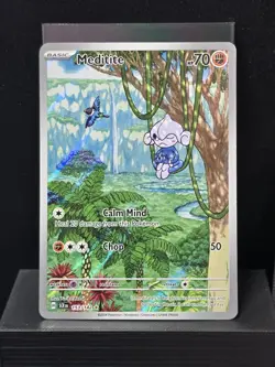 Pokemon Meditite 153/142 Illustration Rare Holo Stellar Crown Near Mint - Image 2