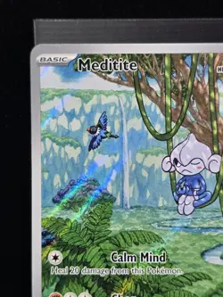 Pokemon Meditite 153/142 Illustration Rare Holo Stellar Crown Near Mint - Image 5