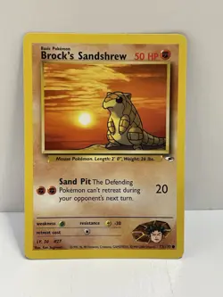 Pokemon WOTC TCG Vintage Brock's Sandshrew 072/132 Gym Heroes Regular LP - Image 1