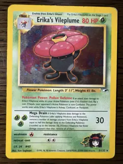 Erika's Vileplume - 5/132 - Pokemon Gym Heroes Unlimited Holo Rare Card MP-HP - Image 1