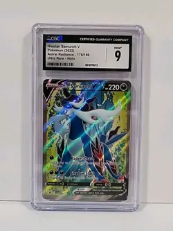 Hisuian Samurott V 176/18 Astral Radiance Ultra Rare Holo Pokemon Card CGC 9 - Image 2