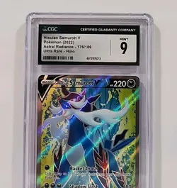 Hisuian Samurott V 176/18 Astral Radiance Ultra Rare Holo Pokemon Card CGC 9 - Image 3