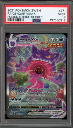 Pokemon Gengar VMAX Fusion Strike Secret Rare Full Alt Art #271 PSA 9 Mint - Image 1