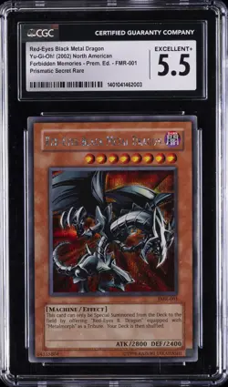 2002 YU-GI-OH! PRISMATIC SECRET RARE RED-EYES BLACK METAL DRAGON CGC 5.5 - Image 1