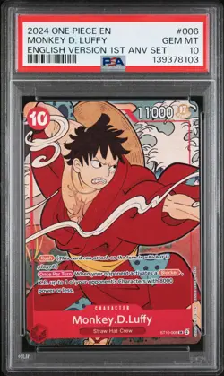 2024 ONE PIECE ENGLISH VERSION 1ST ANV SET #006 MONKEY D. LUFFY PSA 10 - Image 1
