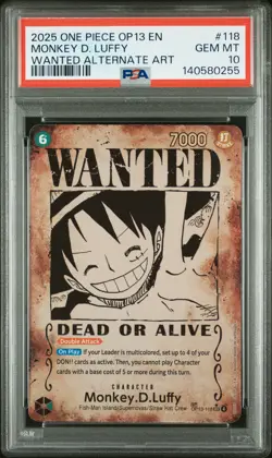 2025 ONE PIECE CARRYING ON HIS WILL WANTED ALT ART #118 MONKEY D. LUFFY PSA 10 - Image 1