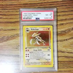 Kabutops 9/62 FOSSIL Graded Pokemon Card - PSA 8 Near Mint, 1st Edition - Image 1