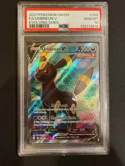 2021 Pokemon Evolving Skies Umbreon V Full Art #188 PSA 10 - Image 1
