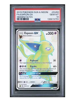 ESPEON GX POKEMON SV60/SV94 2019 HIDDEN FATES HOLO ENGLISH PSA 10 - Image 1
