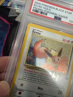 2000 Pokemon Eevee Holo W/ SWIRL BLACK STAR Promo Pokemon League #11 PSA 8 - Image 3