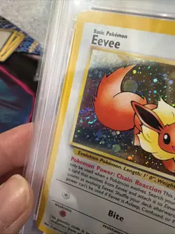 2000 Pokemon Eevee Holo W/ SWIRL BLACK STAR Promo Pokemon League #11 PSA 8 - Image 5