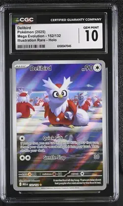 Delbird *CGC 10* Illustration Rare *Mega Evolution* #152 *2025* Pokemon - Image 1