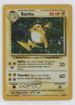 Raichu Holo Pokemon Base Set #14 1999 - Image 1