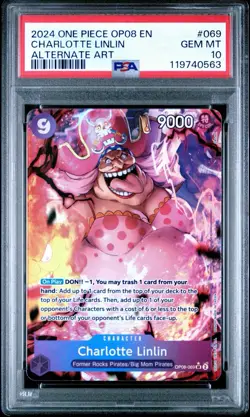 One Piece TCG OP08-069 Charlotte Linlin Two Legends Super Rare Alt Art PSA 10 - Image 1