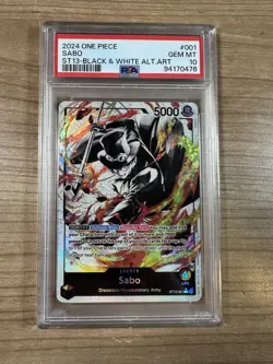 Sabo 2024 One Piece ST13 - Black & White Alt. Art Leader #001 PSA 10 - Image 1