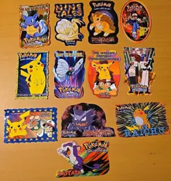 Lot Of 12 Authentic 2000 Pokemon Stickers/Cards Pikachu Raichu Wartortle & More - Image 1