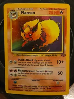 Flareon 3/64 Jungle Holo Rare Pokemon Card - MP To HP Condition - Vintage 1999 - Image 1