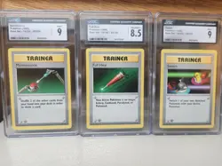 Pokemon Graded Card Lot of 3 - 1st Edition Base Set Maintenance Full Heal Switch - Image 1