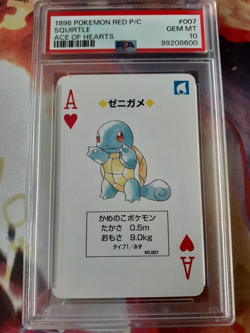 1996 Pokemon Squirtle Ace of Hearts 7 Red Charizard Playing Card PSA 10 Gem Mint - Image 1