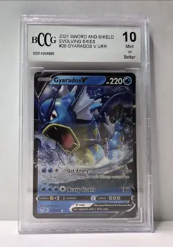 2021 Pokemon SWSH Gyarados V 028/203 Evolving Skies BCCG Gem Mint 10 - Image 1