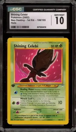 Pokemon Shining Celebi Neo Destiny 1st Edition Holo Secret Rare #106 CGC 10 - Image 1