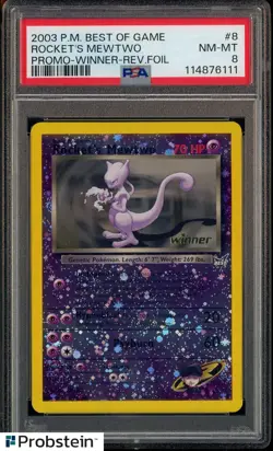 2003 Pokemon Best of Game Promo Winner Rev. Foil #8 Rocket's Mewtwo Swirl PSA 8 - Image 1
